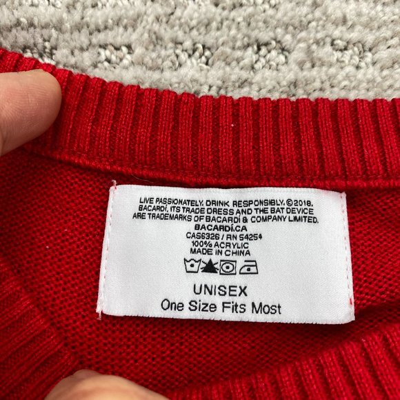 Ugly Christmas Sweater Knit Unisex One Size Fits Most Red Bacardi Fits Men M-L - Picture 5 of 8
